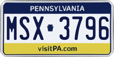 PA license plate MSX3796