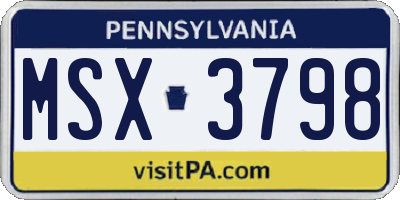 PA license plate MSX3798