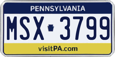 PA license plate MSX3799
