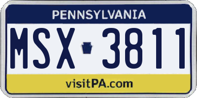 PA license plate MSX3811