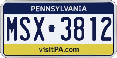 PA license plate MSX3812