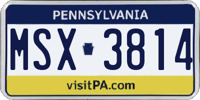 PA license plate MSX3814