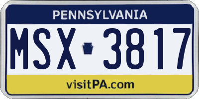 PA license plate MSX3817