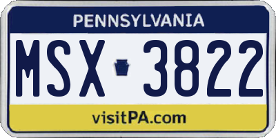 PA license plate MSX3822