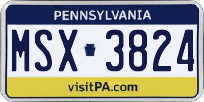 PA license plate MSX3824