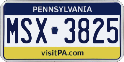 PA license plate MSX3825