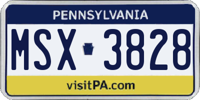 PA license plate MSX3828
