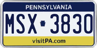 PA license plate MSX3830
