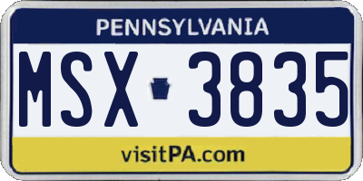 PA license plate MSX3835