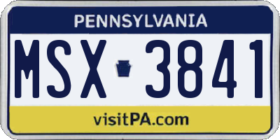 PA license plate MSX3841