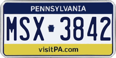 PA license plate MSX3842