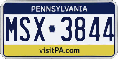 PA license plate MSX3844