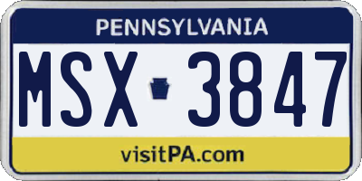 PA license plate MSX3847