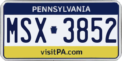 PA license plate MSX3852