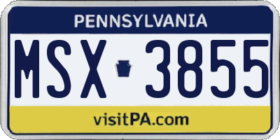 PA license plate MSX3855