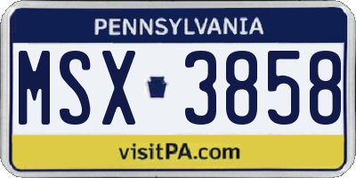 PA license plate MSX3858