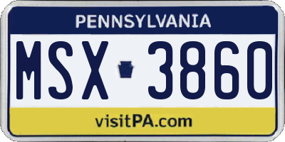 PA license plate MSX3860