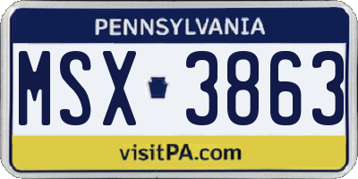 PA license plate MSX3863
