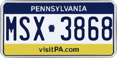 PA license plate MSX3868
