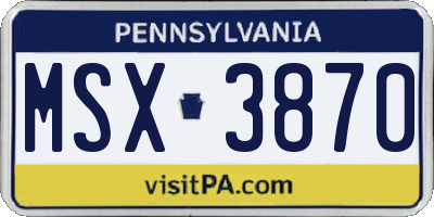 PA license plate MSX3870