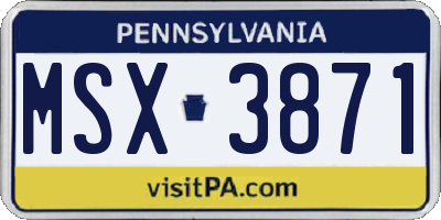 PA license plate MSX3871