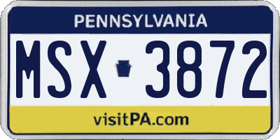 PA license plate MSX3872