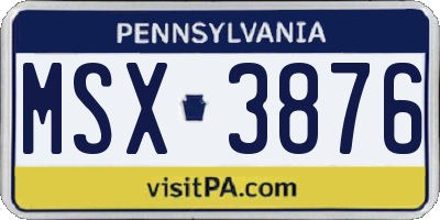 PA license plate MSX3876