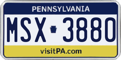 PA license plate MSX3880