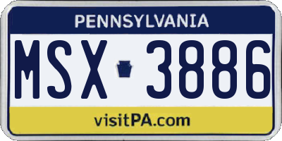 PA license plate MSX3886