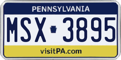 PA license plate MSX3895
