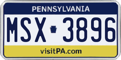 PA license plate MSX3896