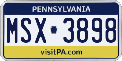 PA license plate MSX3898