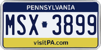 PA license plate MSX3899