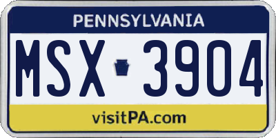 PA license plate MSX3904