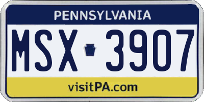 PA license plate MSX3907