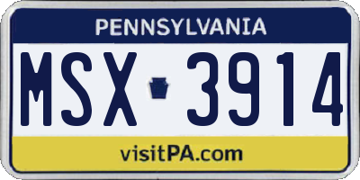 PA license plate MSX3914