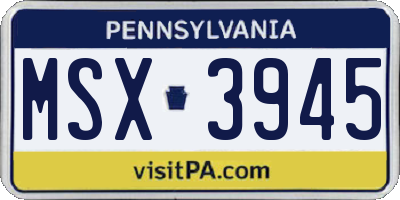 PA license plate MSX3945