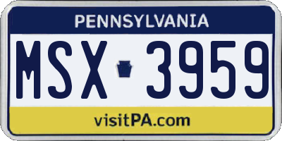 PA license plate MSX3959
