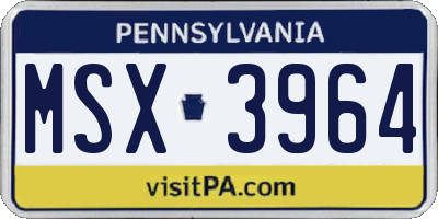 PA license plate MSX3964