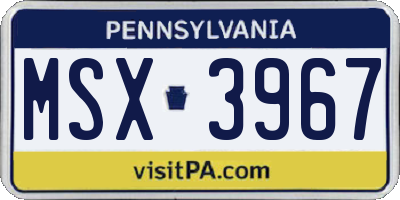 PA license plate MSX3967