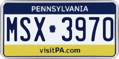 PA license plate MSX3970