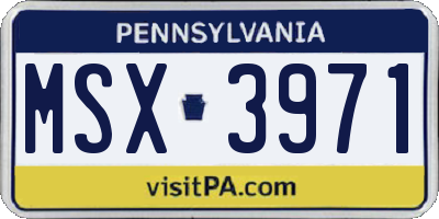 PA license plate MSX3971