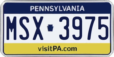 PA license plate MSX3975