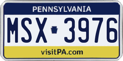 PA license plate MSX3976