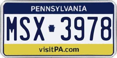 PA license plate MSX3978
