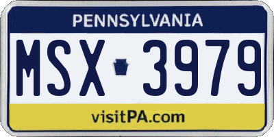 PA license plate MSX3979