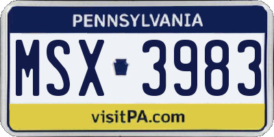 PA license plate MSX3983