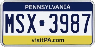 PA license plate MSX3987