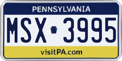 PA license plate MSX3995