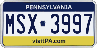 PA license plate MSX3997